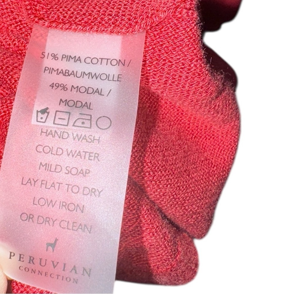 Peruvian Connection Oversized Pima Cotton Modal Knit Top XL Red Dolman Sleeve - Picture 10 of 11